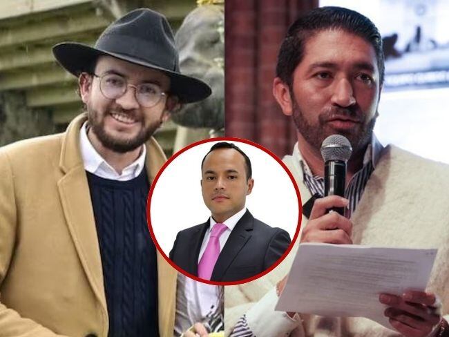 El reclamo que le hace el alcalde de Duitama (izquierda en la imagen) a César Pachón (derecha en la imagen) es por el nombramiento de José Luis Valenzuela (en el centro de la imagen)