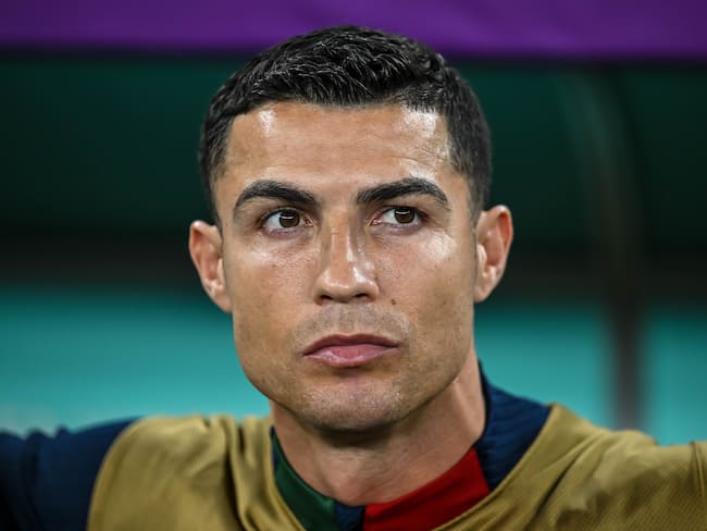 DOHA, QATAR - DECEMBER 10: Cristiano Ronaldo of Portugal Looks on prior to the FIFA World Cup Qatar 2022 quarter final match between Morocco and Portugal at Al Thumama Stadium on December 10, 2022 in Doha, Qatar. (Photo by Harry Langer/DeFodi Images via Getty Images)