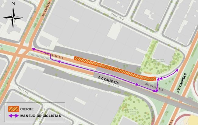 Mapa de referencia para los cierres viales (Crédito: Alcaldía de Bogotá)