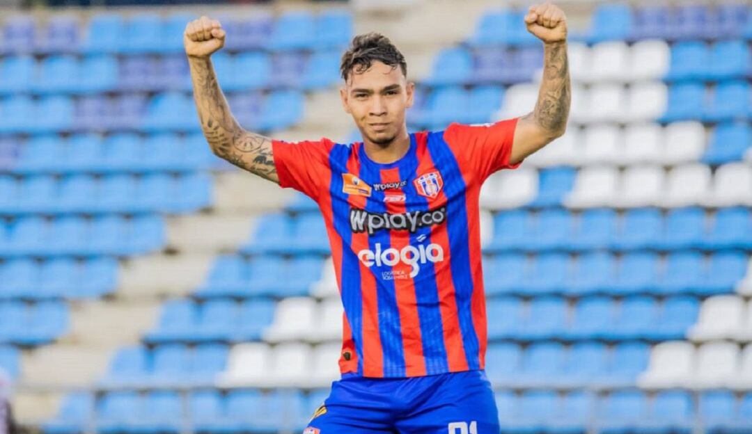 Ricardo Márquez celebra su gol con el Unión Magdalena ante el Deportes Tolima durante este semestre.