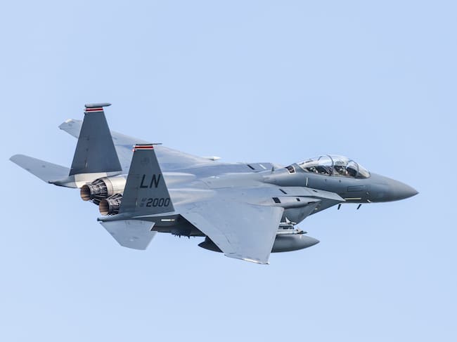 Jet caza de Estados Unidos F15-E. Foto: Getty Images.