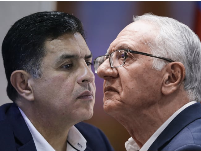 Jorge Iván Ospina, interventor de la Nueva EPS y  Guillermo Alfonso Jaramillo, ministro de Salud.