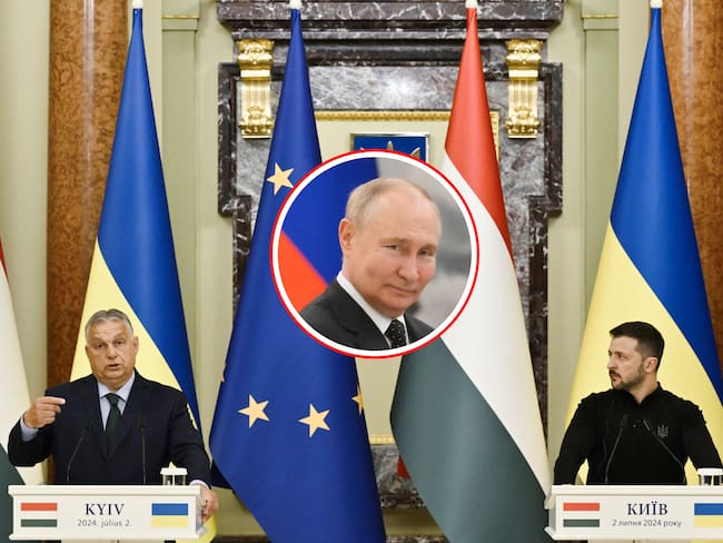 Los presidentes de Hungría, Viktor Orban (i), Rusia, Vladimir Putin (c) y Ucrania, Volodimir Zelenski (d).

(Foto: Getty / Caracol Radio )