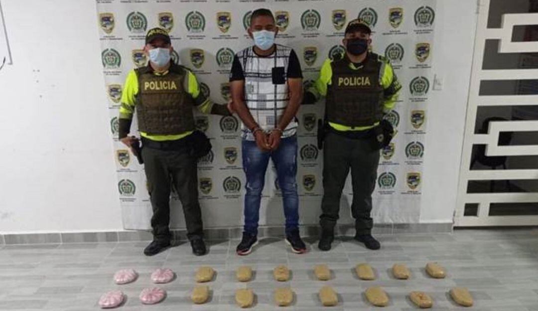 Albeiro Martínez Quintero fue capturado por la Policía cuando presuntamente transportaba 15 kilos de base de coca