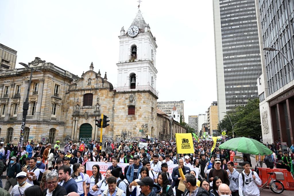 Movilizaciones en Bogotá a favor del Gobierno Petro. Foto: RAUL ARBOLEDA/AFP via Getty Images.