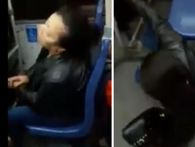 Mujer se cae de la silla de Transmilenio y se vuelve viral 