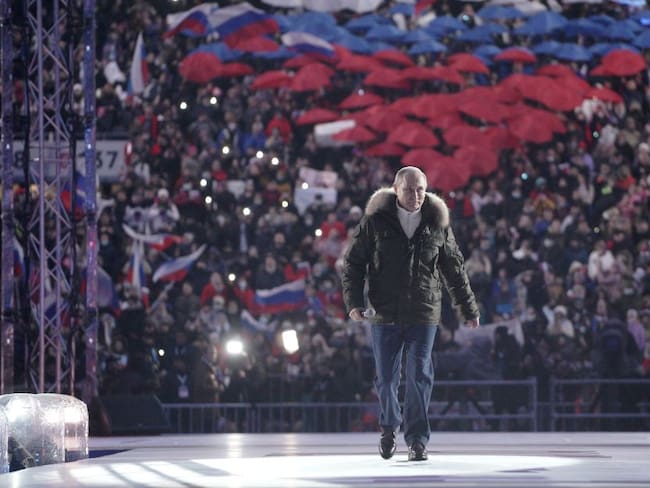 El presidente ruso, Vladimir Putin, durante el aniversario de la anexión de la península de Crimea a Rusia.