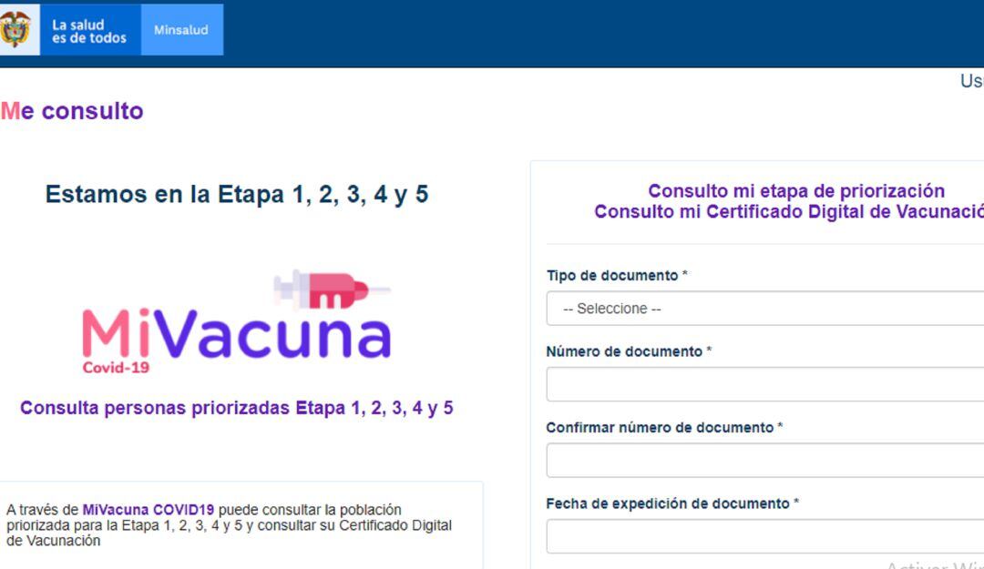 Plataforma para descargar carné de vacunación digital