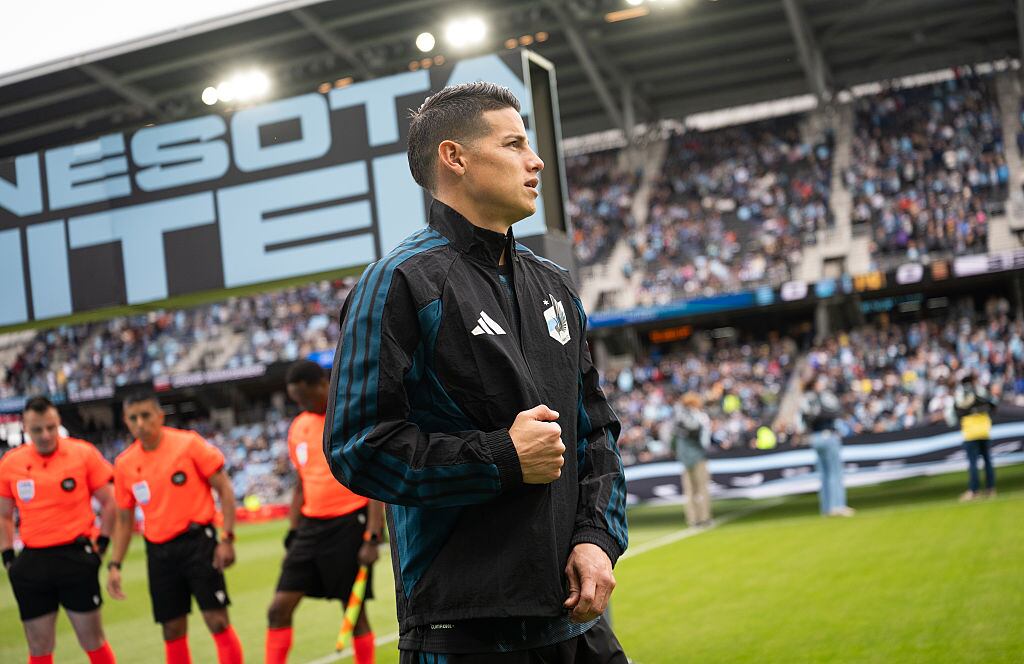 ST PAUL, MINNESOTA - APRIL 25: James Rodriguez #10 of Minnesota United FC reacts prior to the MLS match between Minnesota United FC and Los Angeles Football Club at Allianz Field on April 25, 2026 in St Paul, Minnesota. (Photo by Stephen Maturen/MLS via Getty Images)
