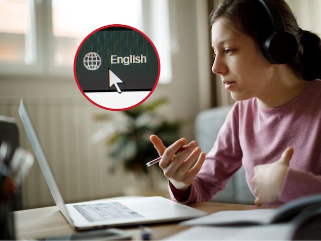 Mujer aprendiendo inglés de manera virtual y desde su casa (Fotos vía Getty Images)