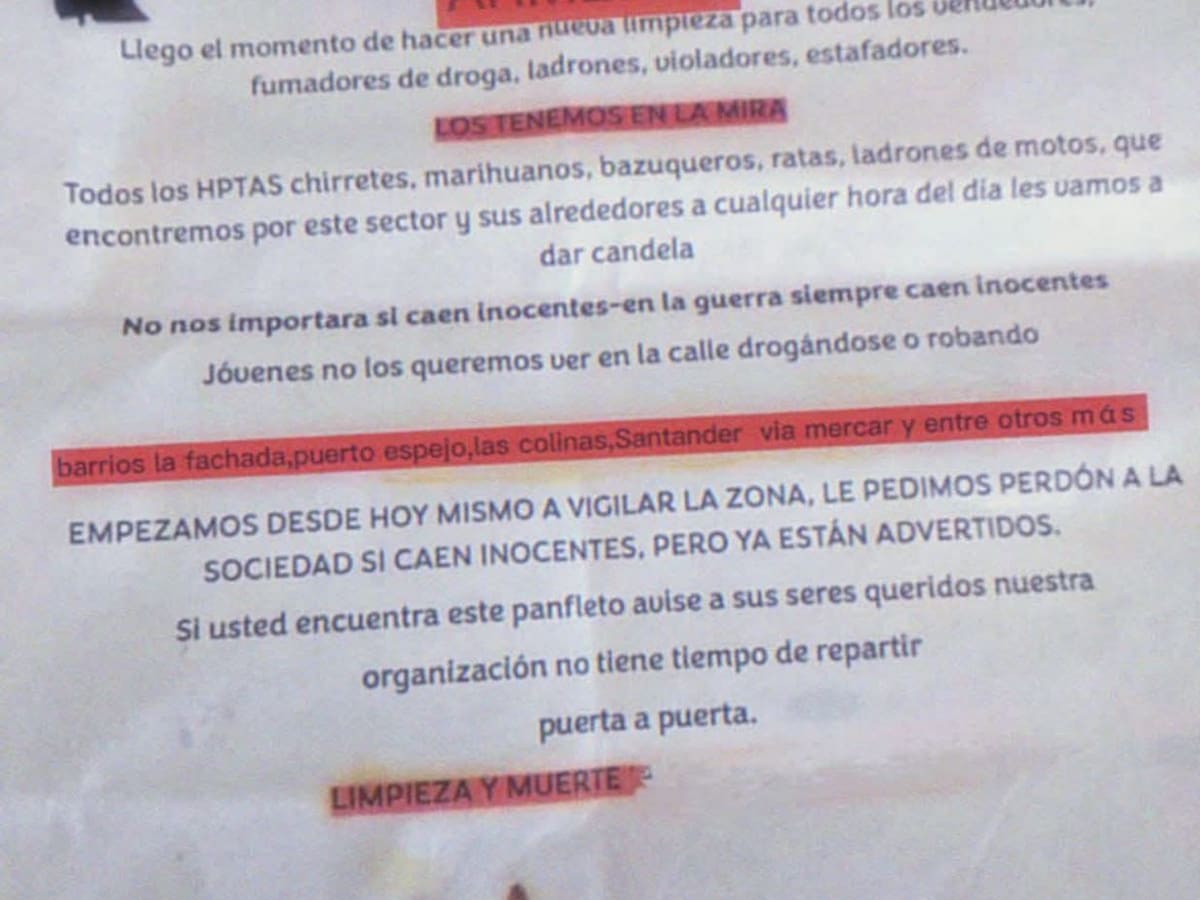 Las autoridades en Quindío desmintieron panfleto amenazante que circula en redes sociales
