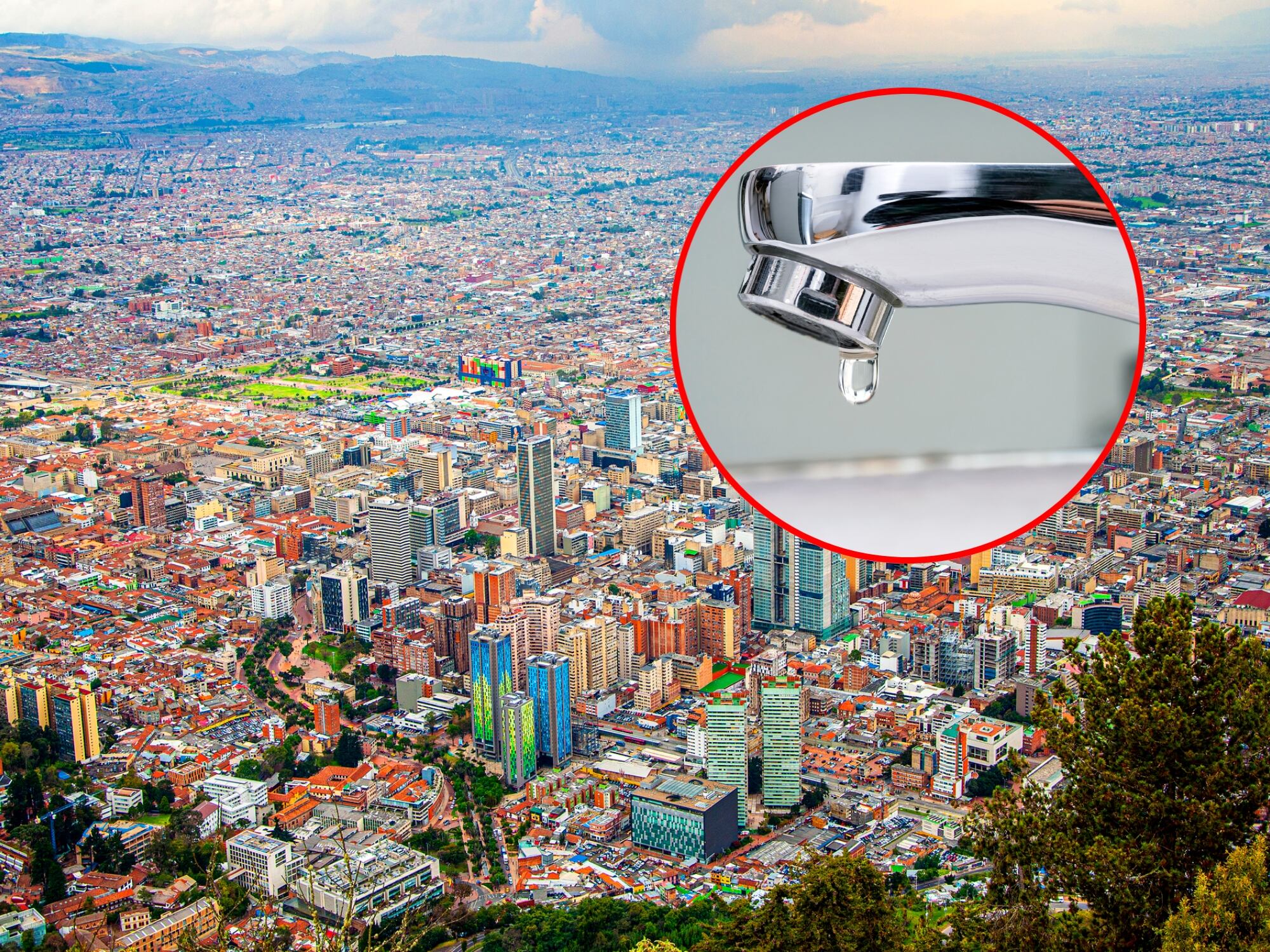 Panorámica de Bogotá y corte de agua. Fotos: Getty Images