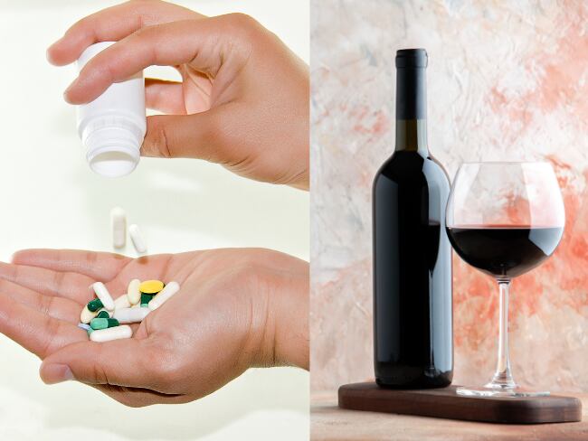 Imagen de referencia de pastillas y vino/ Getty Images