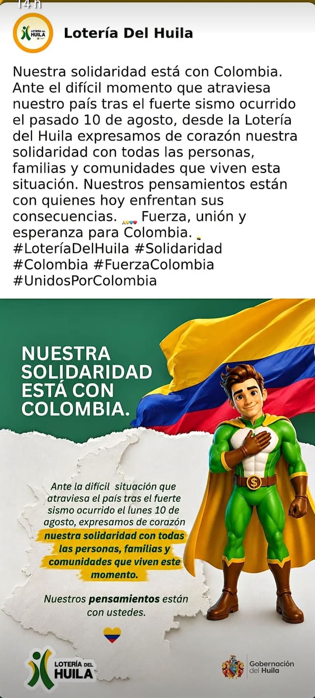 ¿Qué pasó con el sorteo de la Lotería del Huila HOY 11 de agosto? Facebook: Lotería del Huila