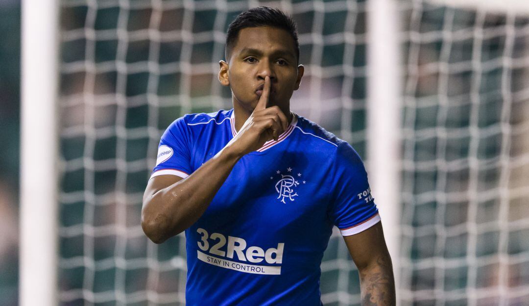 Alfredo Morelos festeja el gol del triunfo ante el Hibernian.