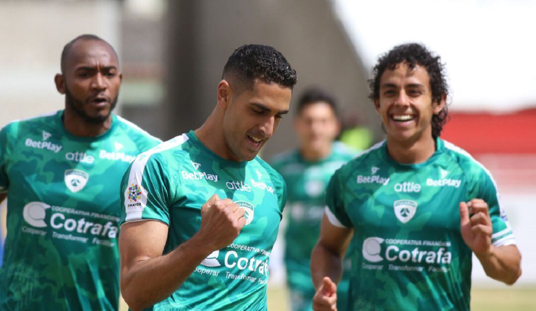 Pablo Sabbag festeja el gol de la victoria de La Equidad.