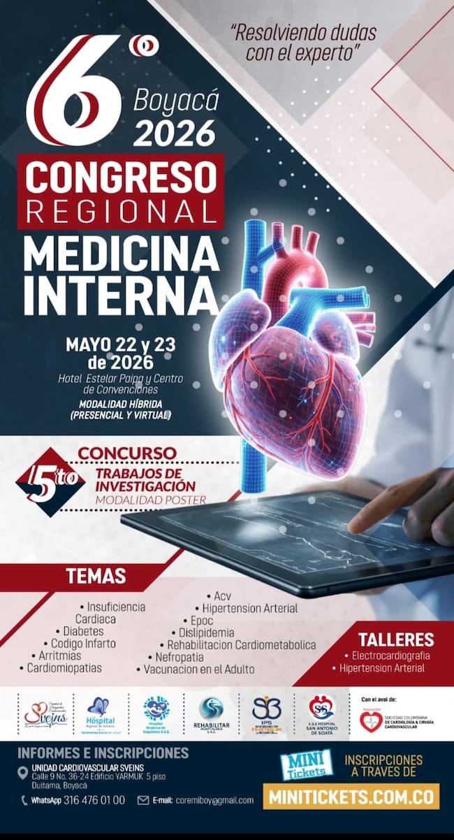 Programación del Sexto Congreso de Medicina Interna Boyacá 2026.