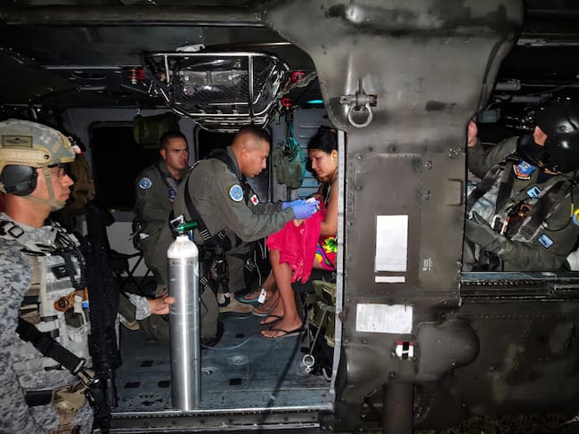 Evacúan de urgencia a bebé herido con arma de fuego en Chocó. Foto: FAC.