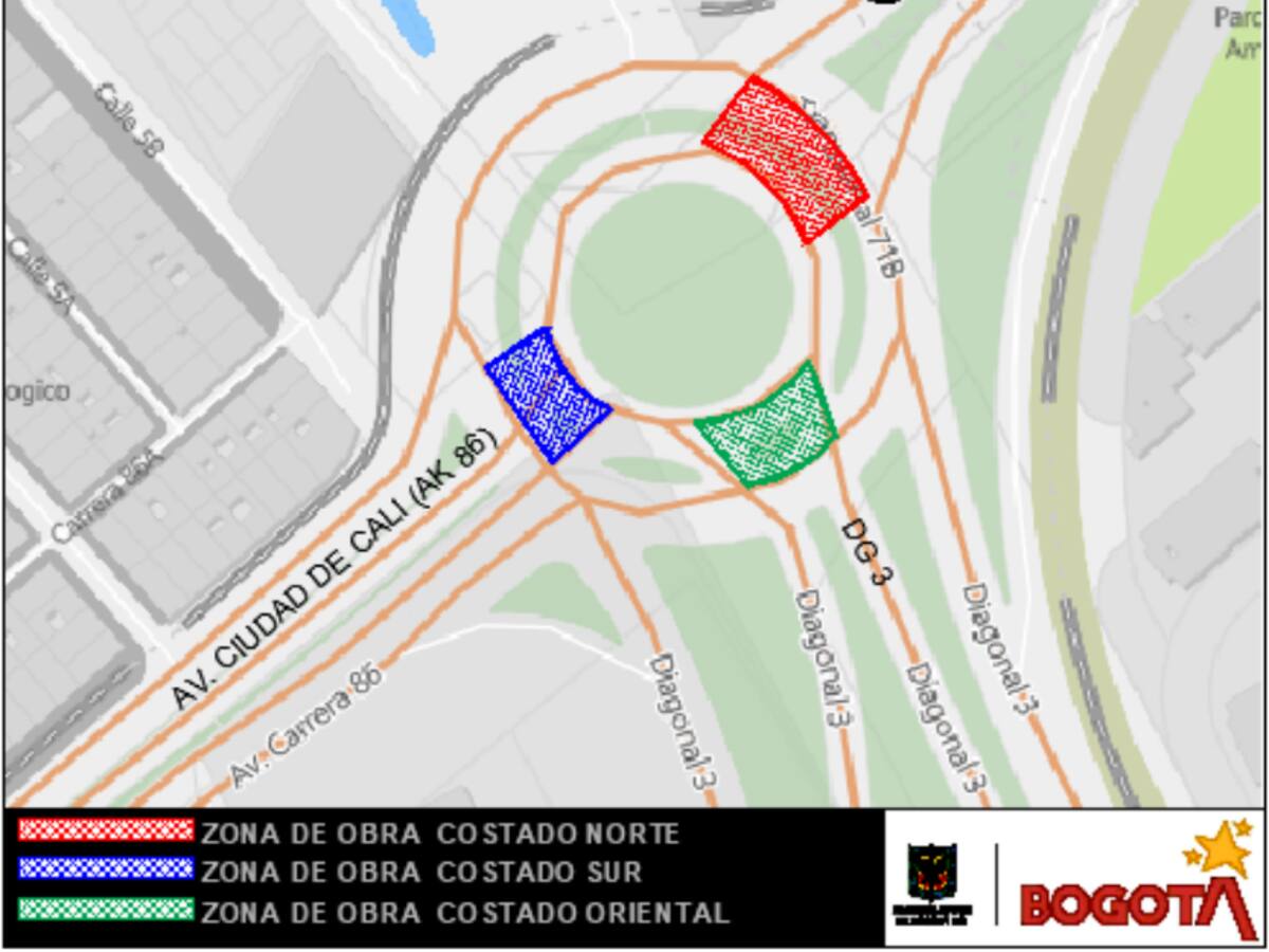 Movilidad anunció el cierre total de calzadas de la glorieta de la Av. Ciudad de Cali con Américas
