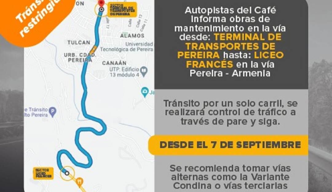 Cierre en la vía Pereira - Armenia