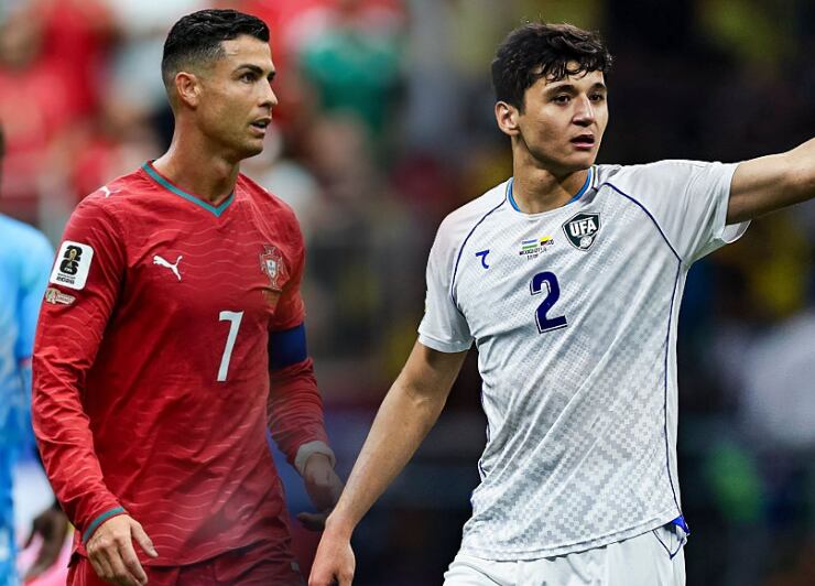 Cristiano Ronaldo y Abdukodir Khusanov / Composición: Caracol Radio