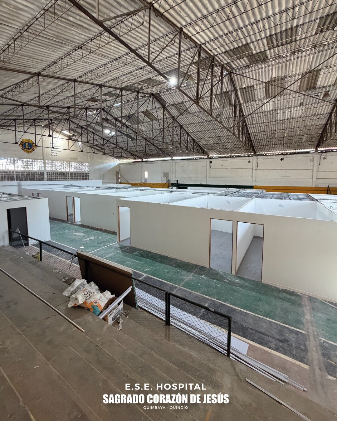 Obras del coliseo de Quimbaya para traslado del hospital- cortesía Facebook