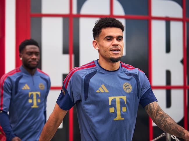 MUNICH, GERMANY - MAY 05: Luis Diaz of FC Bayern Muenchen during the training session at Saebener Straße one day ahead of the UEFA Champions League 2025/26 Semi Final Second Leg match at Football Arena Munich on May 05, 2026 in Munich, Germany. (Photo by F. Noever/FC Bayern via Getty Images)