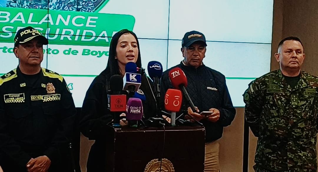 Las autoridades de Boyacá, en cabeza de la secretaria de Gobierno y Acción Comunal del departamento Alejandra Pico Gama, hicieron el balance en operatividad durante los primeros cuatro meses de 2026 / Foto: Caracol Radio.