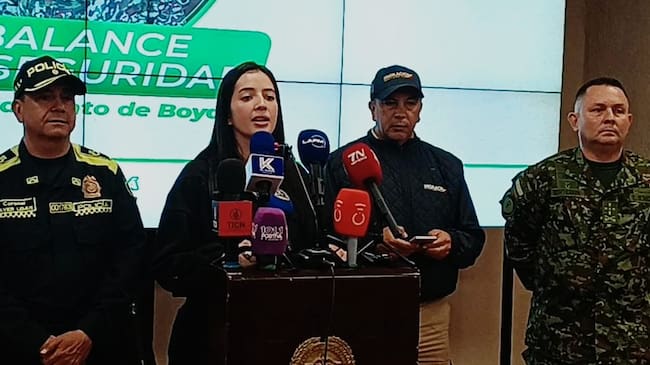Las autoridades de Boyacá, en cabeza de la secretaria de Gobierno y Acción Comunal del departamento Alejandra Pico Gama, hicieron el balance en operatividad durante los primeros cuatro meses de 2026 / Foto: Caracol Radio.