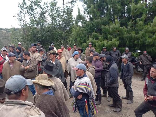 Foto/Suministrada. Comunidad protestó en contra de violación de adulta mayor en Socotá (Boyacá).