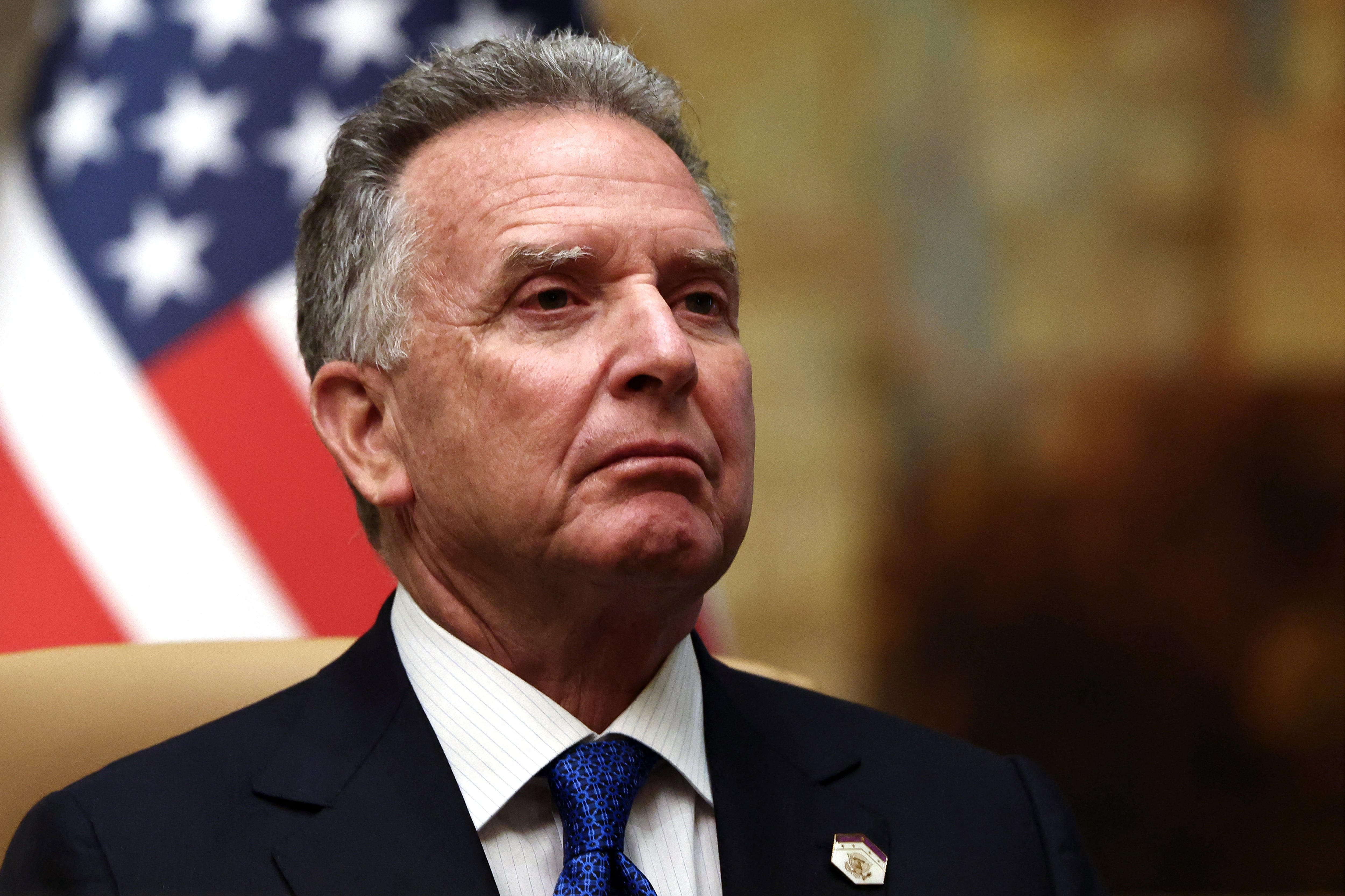 US Middle East envoy Steve Witkoff attends interview after meeting with Russian officials at Diriyah Palace, in Riyadh, Saudi Arabia, on February 18, 2025. (Photo by EVELYN HOCKSTEIN / POOL / AFP) (Photo by EVELYN HOCKSTEIN/POOL/AFP via Getty Images)          