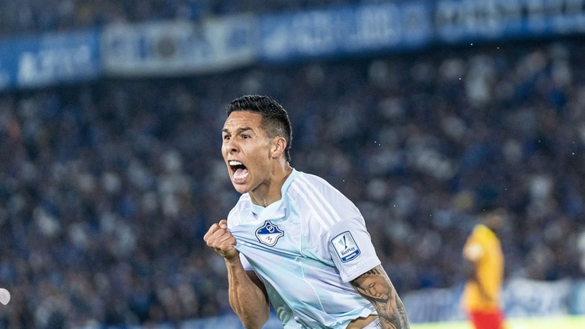 Mateo García y una dedicatoria especial para su papá, tras su primer gol con Millonarios