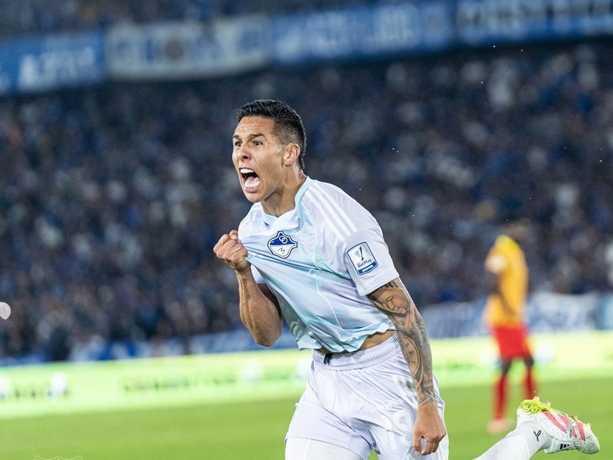 Mateo García y una dedicatoria especial para su papá, tras su primer gol con Millonarios