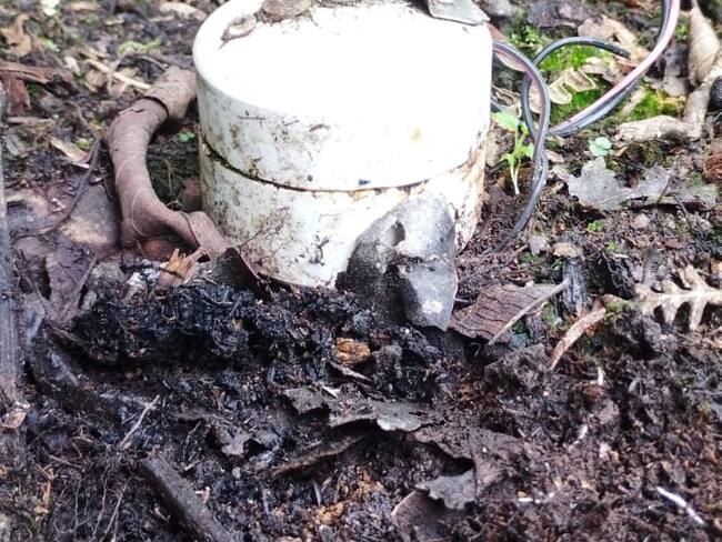 Estas minas, en su mayoría están enterradas en zona alta de la cordillera. Foto Batallón Desminado No 5