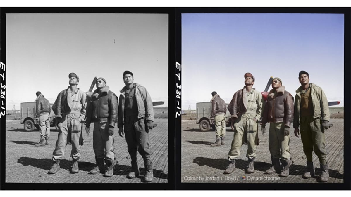 Para colorear las imágenes se pinta digitalmente sobre una fotografía monocroma. Esta técnica es una versión actualizada de la pintura manual, que era un proceso muy laborioso. Según Jordan Lloyd, se deben superponer diferentes capas para lograr dar la impresión de realidad. (Foto en blanco y negro tomada en 1939 por  Dorothea Lange, cortesía de la Librería del Congreso de EE.UU. / Foto en color: Jordan J. Lloyd / Dynamichrome).