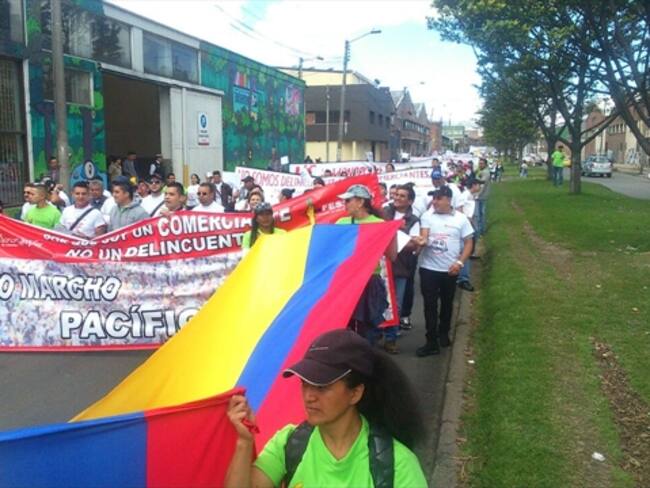 Avanzan marchas de comerciantes de San Andresitos en Bogotá
