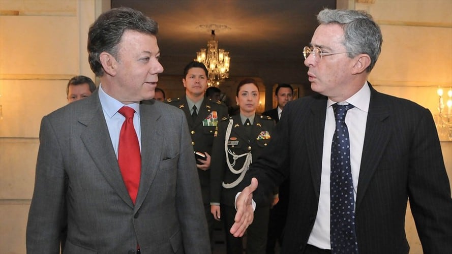 Juan Manuel Santos y Álvaro Uribe - Imagen de archivo. Foto: Colprensa