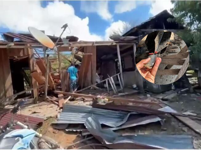 Casa destruida con exploisvos en Remedios, Antioquia- fotos cortesía