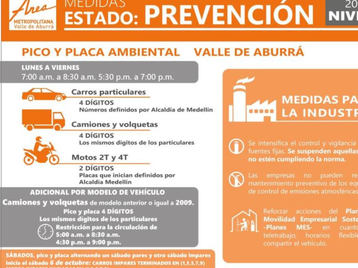 El 1 de octubre inicia pico y placa ambiental en Valle de Aburrá