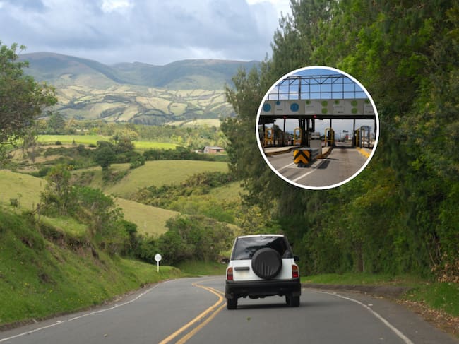 Carretera de Colombia y de fondo un lugar de recolección de peajes (Fotos vía Getty Images y COLPRENSA)