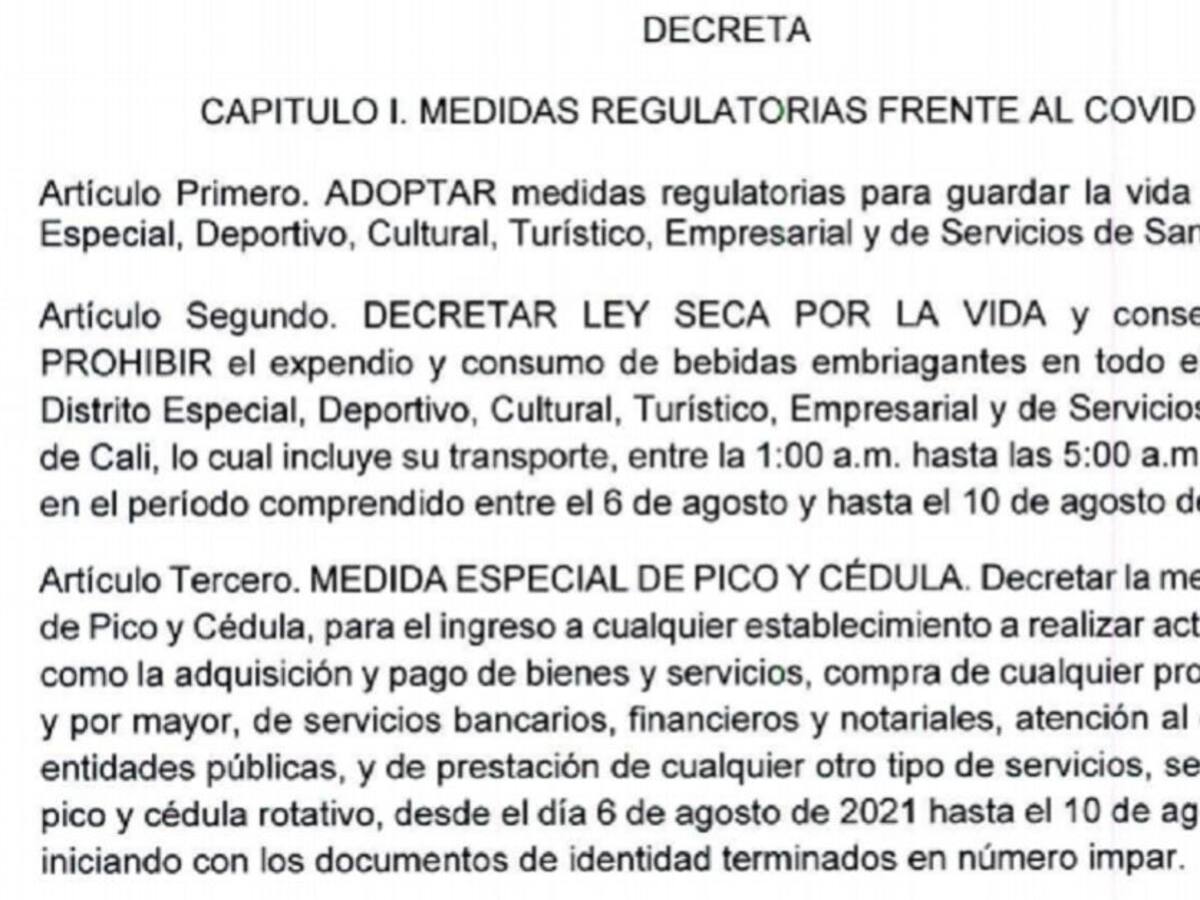 Continúa pico y cédula y ley seca en Cali