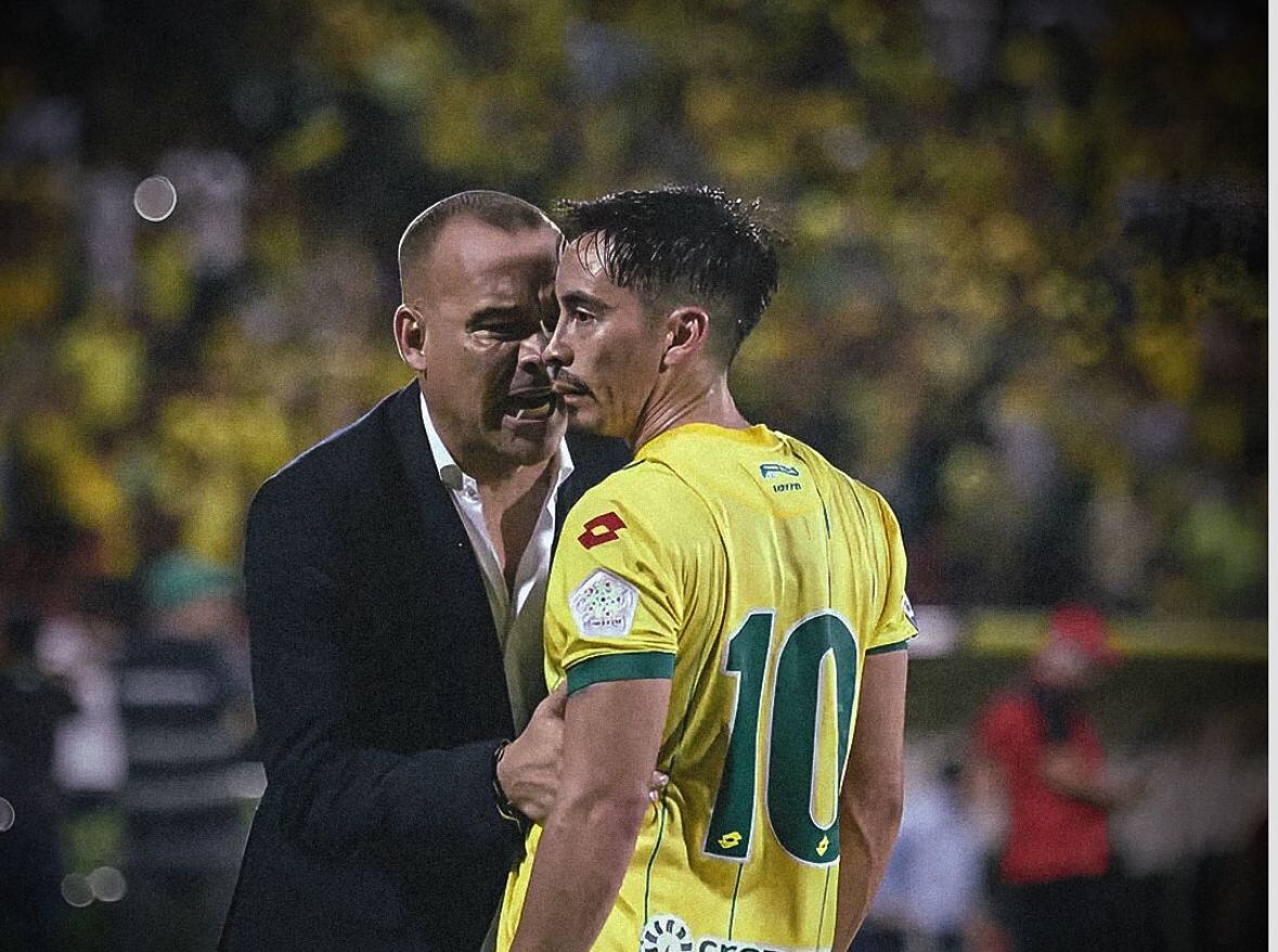Rafael Dudamel y Fabián Sambueza, DT y volante del Bucaramanga / Instagram: Atlético Bucaramanga.