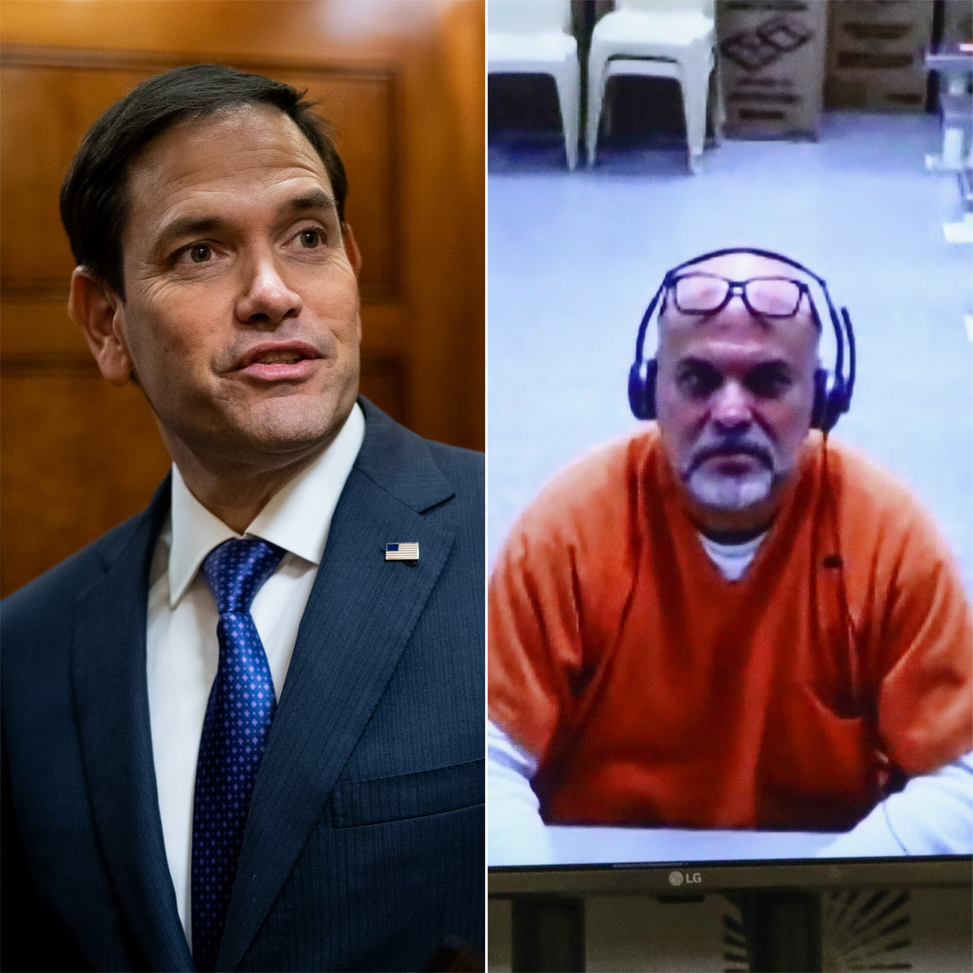 El senador republicano Marco Rubio (izq) y el exjefe paramilitar Salvatore Mancuso (der).
(Foto:     Getty / Caracol Radio )