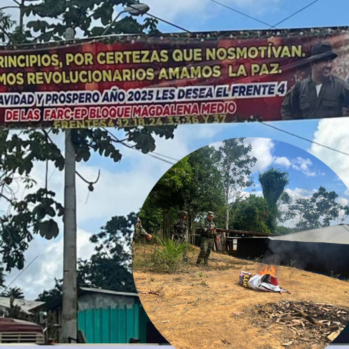 El Ejército desmontó y quemó pasacalle con mensaje navideño de las disidencias en Segovia