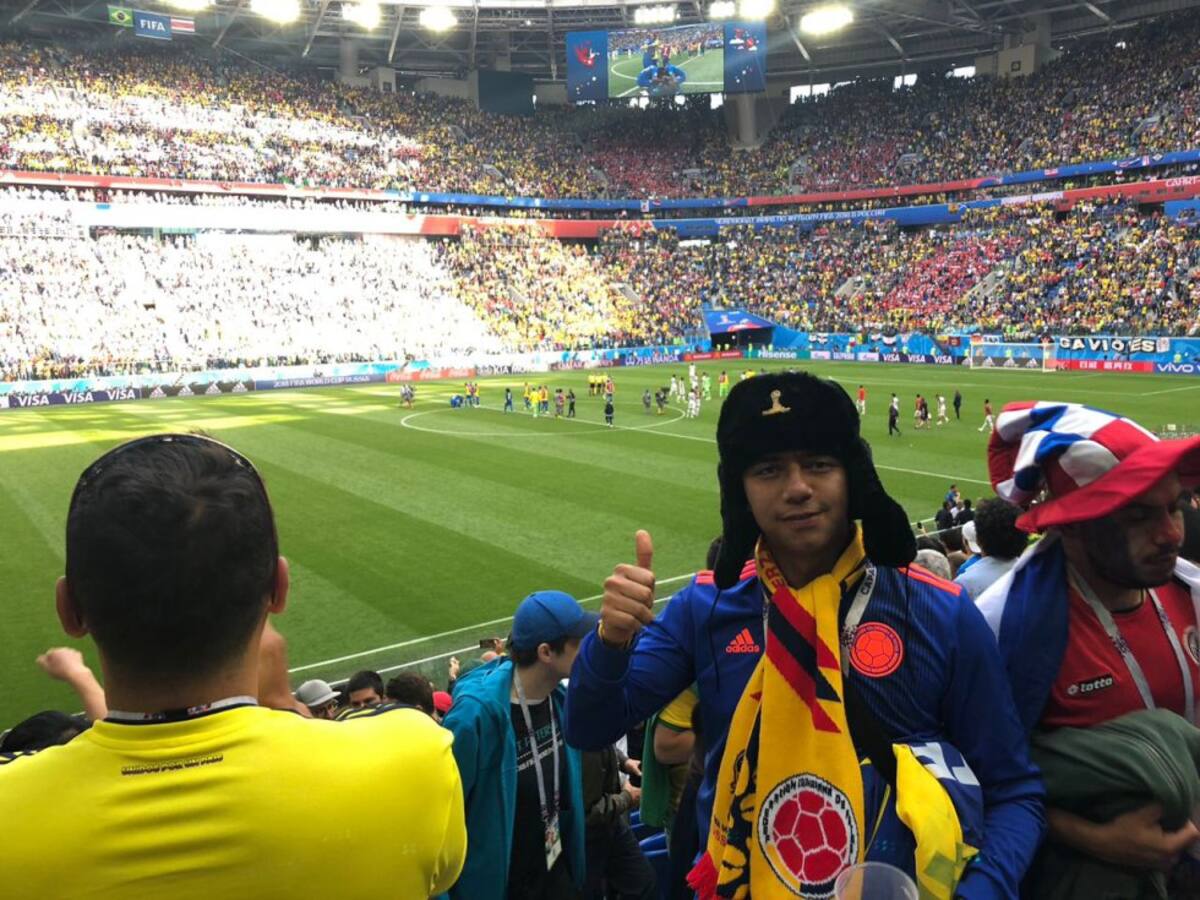 Diego Arias quindiano en el estadio de Kazan en Rusía