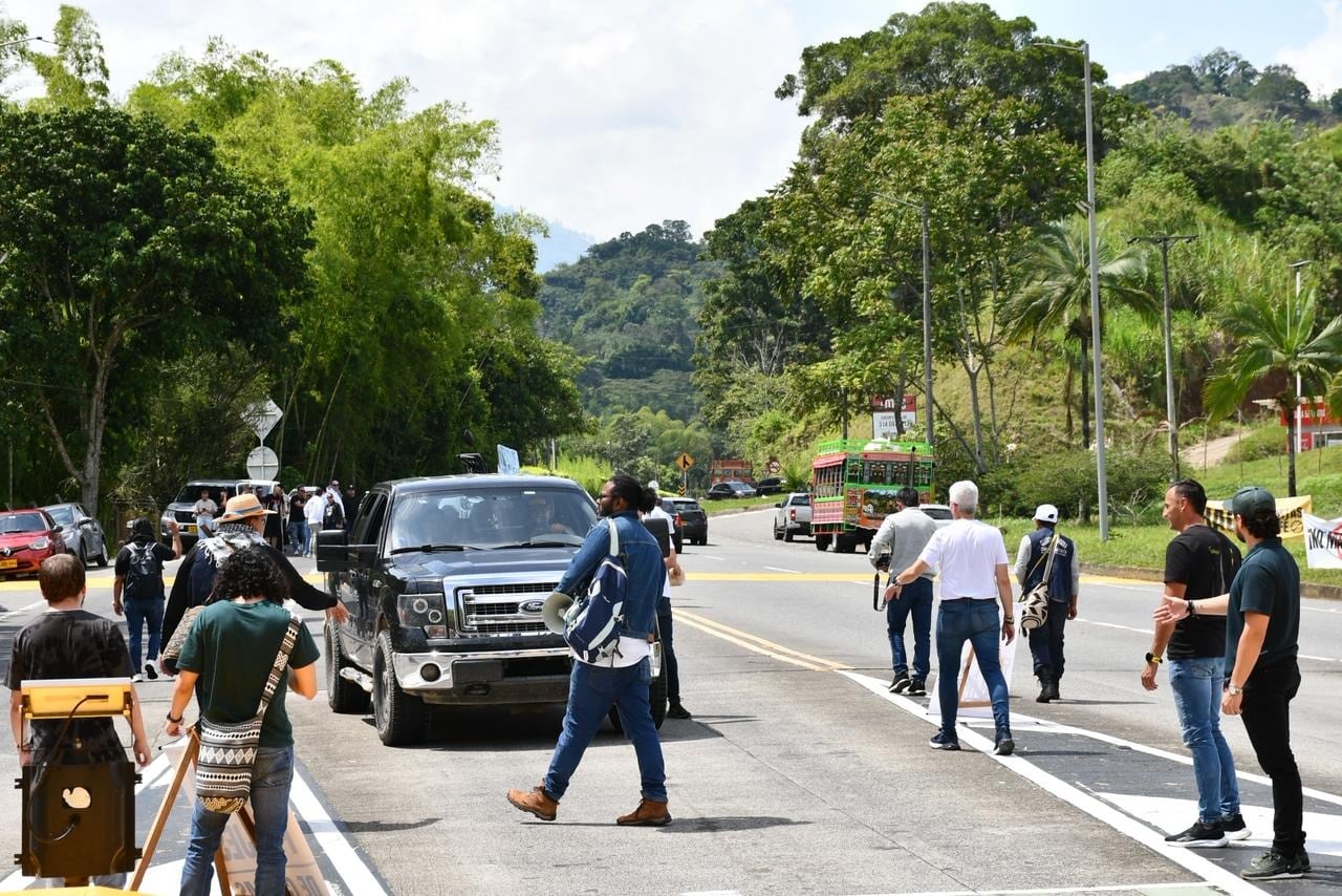Manifestación en el peaje San Bernardo del Viento, vía Manizales - Medellín. Foto: CRIDEC.