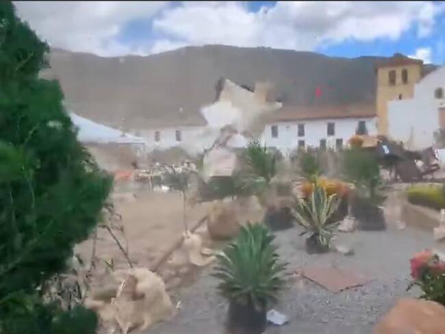 El fuerte vendaval registrado en el municipio de Villa de Leyva, Boyacá, dejó este sábado 12 personas lesionadas / Foto: Facebook