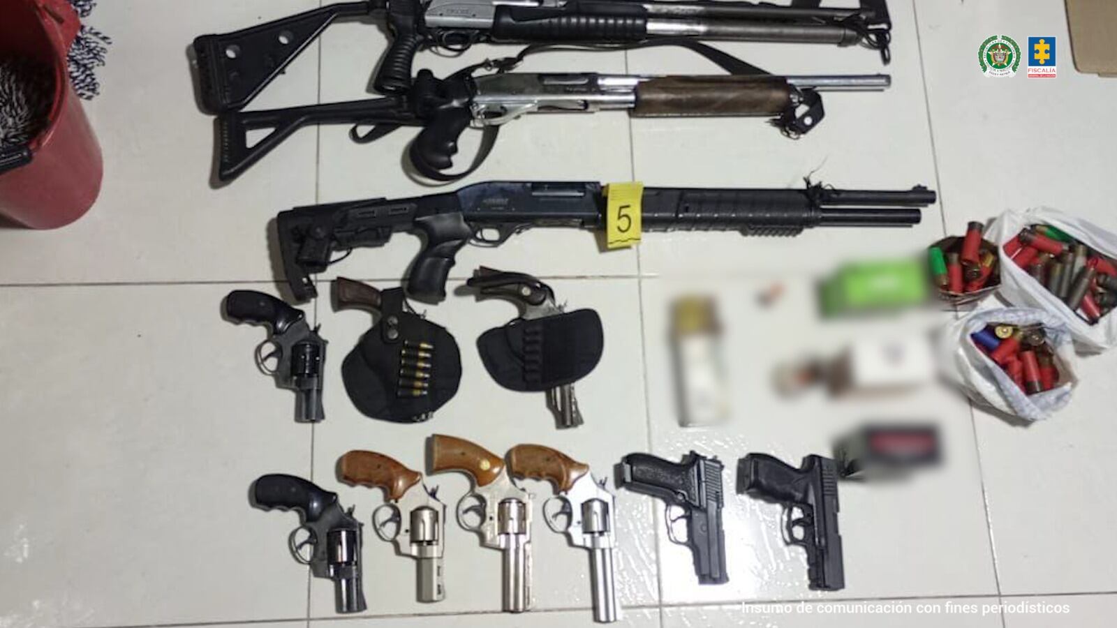 Incautación de armas empresas de seguridad vinculadas con grupos armados ilegales. Foto: Fiscalía.