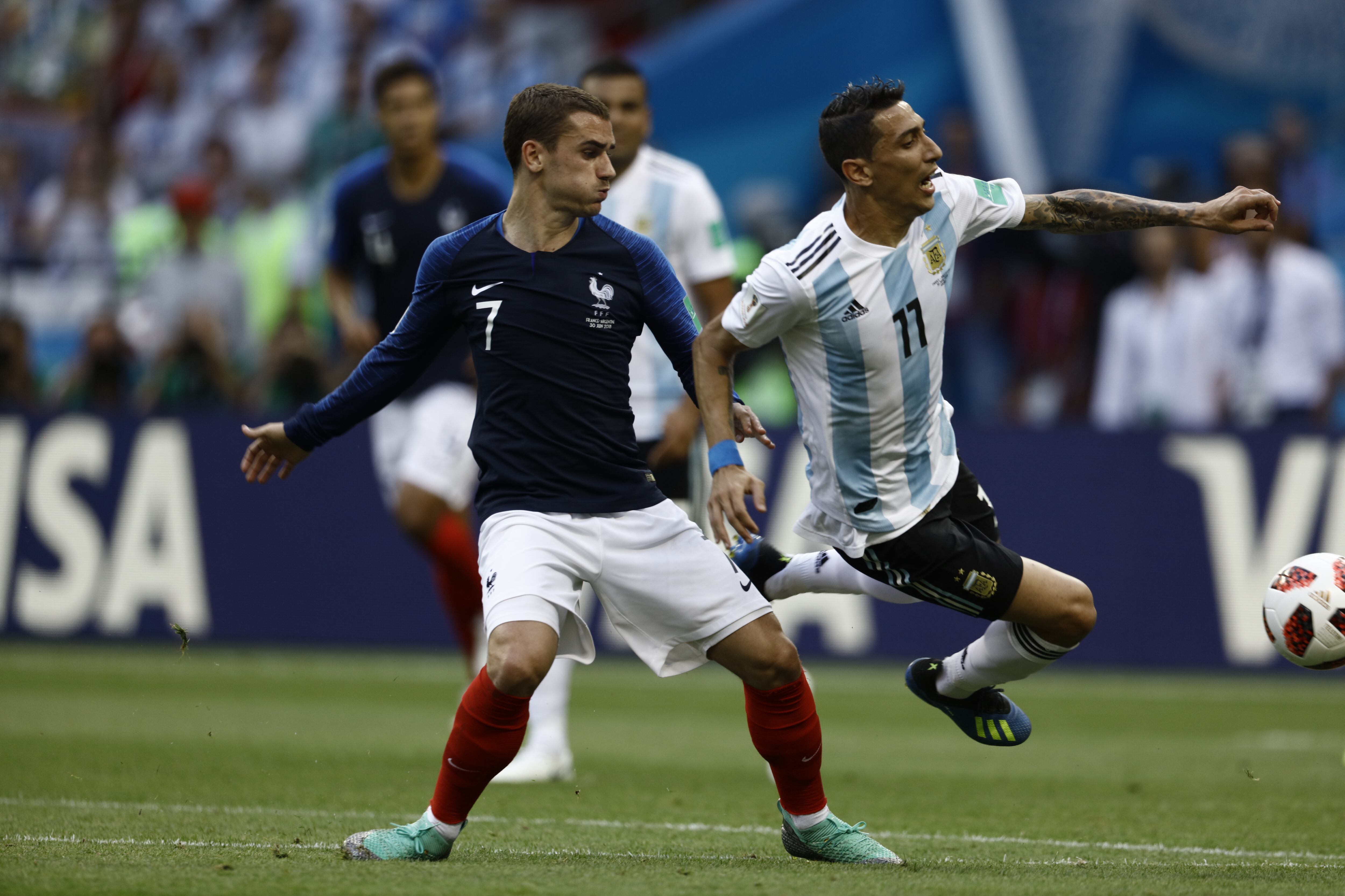 Francia y Argentina se enfrentaron durante el Mundial del 2018 en Rusia.  (Photo by Mehdi Taamallah/NurPhoto via Getty Images)