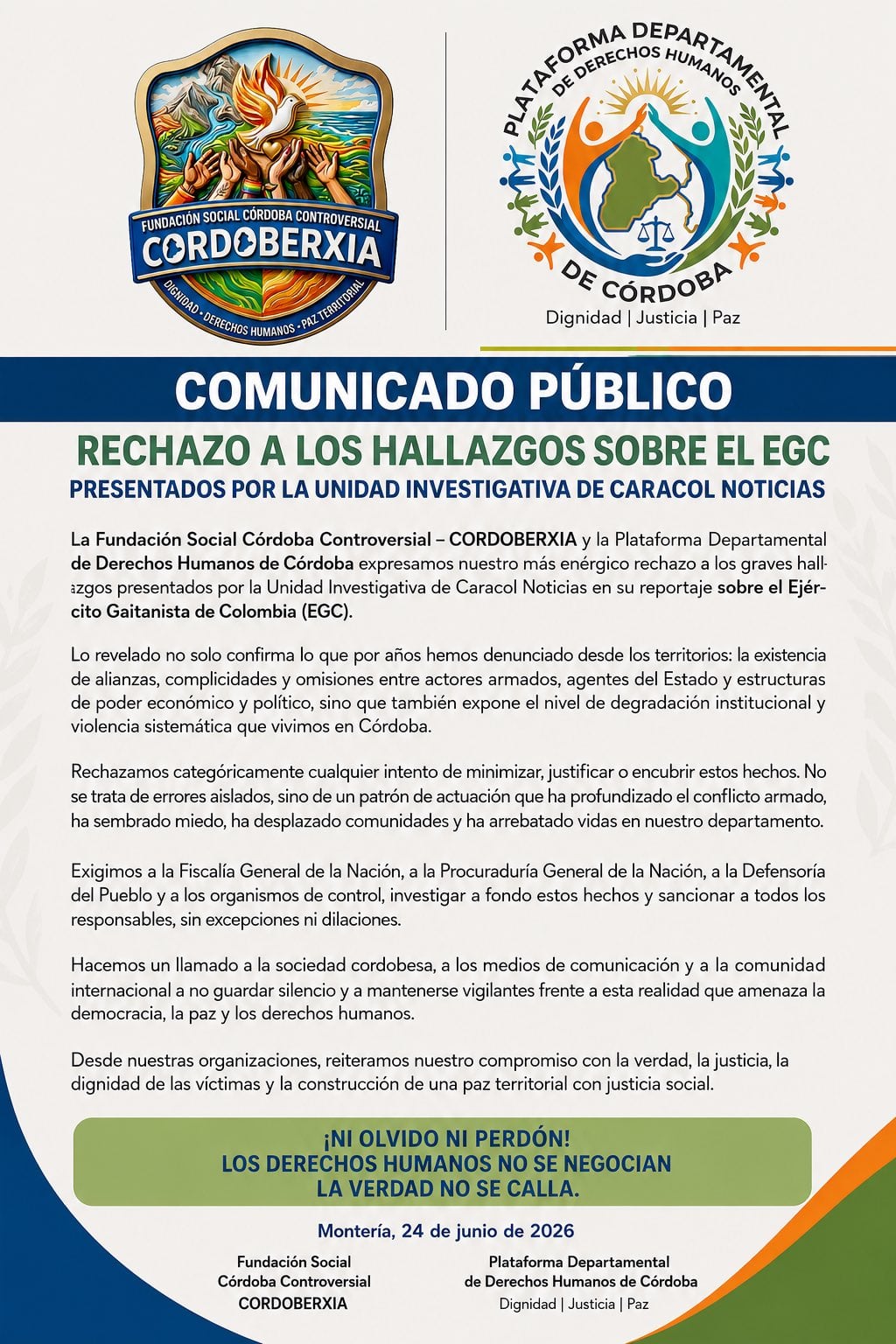 Comunicado emitido por Cordoberxia.